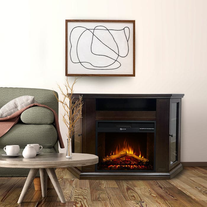 Camino elettrico da terra ad angolo "Madison" in legno 1800 W arredamento Moderno in Stufe elettriche Decor Space - Altamura, commercioVirtuoso.it