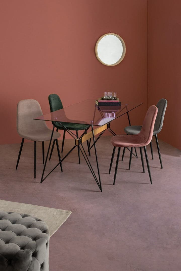 Sedia "Irelia" con struttura seduta e schienale in velluto, per arredo interno 52,5 x 42,5 x h 90 cm in Sedie Decor Space - Altamura, commercioVirtuoso.it