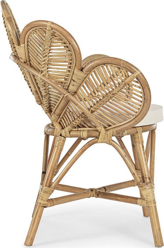 Sedia "Flores" con rattan, per arredo interno con braccioli, 77 x 62 x h 93 cm in Sedie Decor Space - Altamura, commercioVirtuoso.it