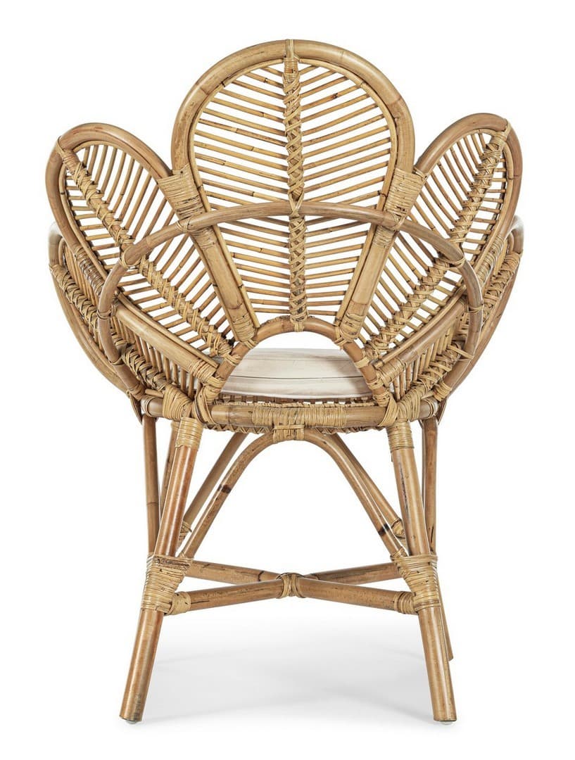 Sedia "Flores" con rattan, per arredo interno con braccioli, 77 x 62 x h 93 cm in Sedie Decor Space - Altamura, commercioVirtuoso.it