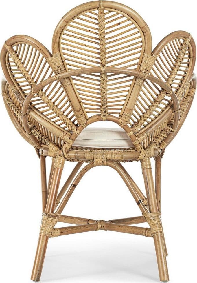 Sedia "Flores" con rattan, per arredo interno con braccioli, 77 x 62 x h 93 cm in Sedie Decor Space - Altamura, commercioVirtuoso.it