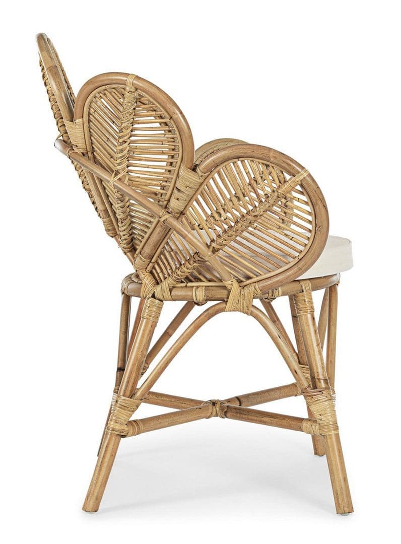 Sedia "Flores" con rattan, per arredo interno con braccioli, 77 x 62 x h 93 cm in Sedie Decor Space - Altamura, commercioVirtuoso.it