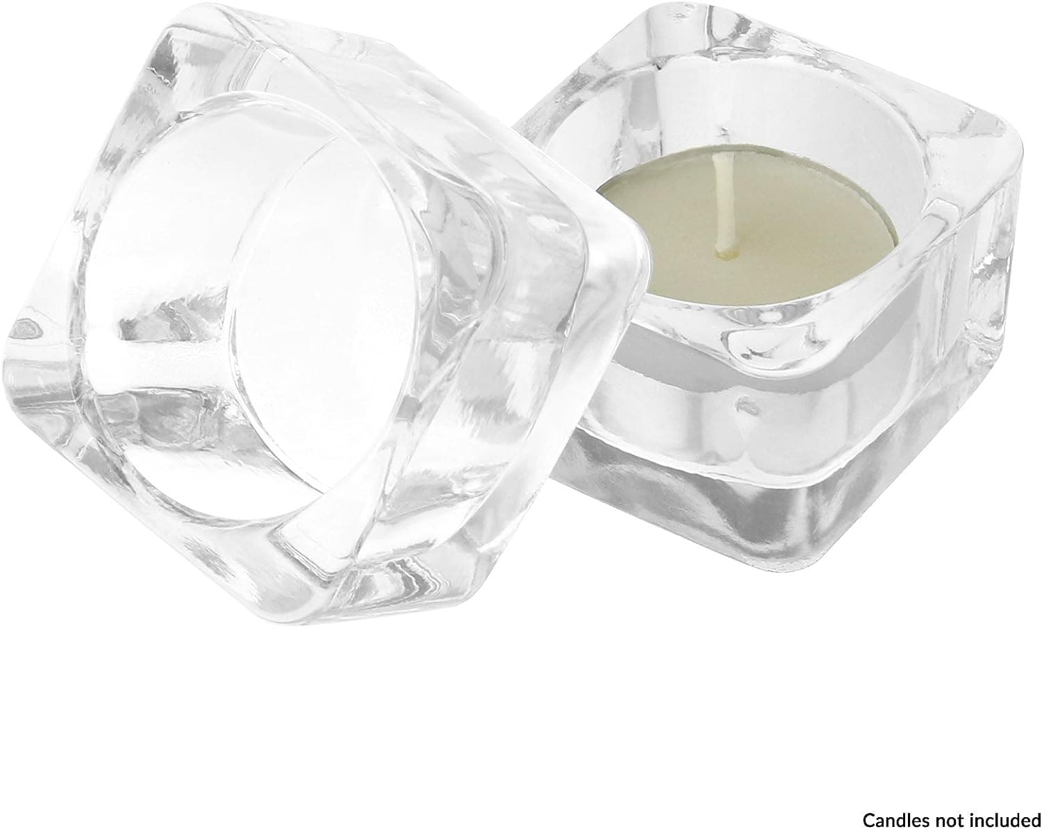 Portacandela in vetro per interno ed esterno da 6 x 6 x 3 cm in Candele in vasetto Decor Space - Altamura, commercioVirtuoso.it