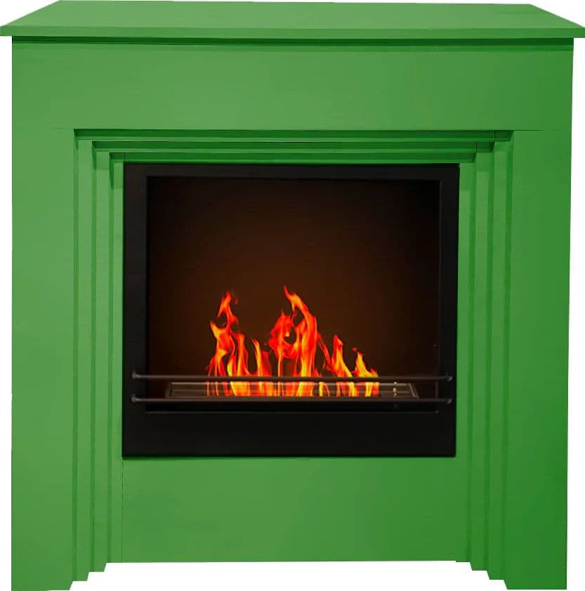 Camino a bioetanolo "Bellini" da terra in legno biocamino per interno h 96 cm – Verde – Divina Fire – verde