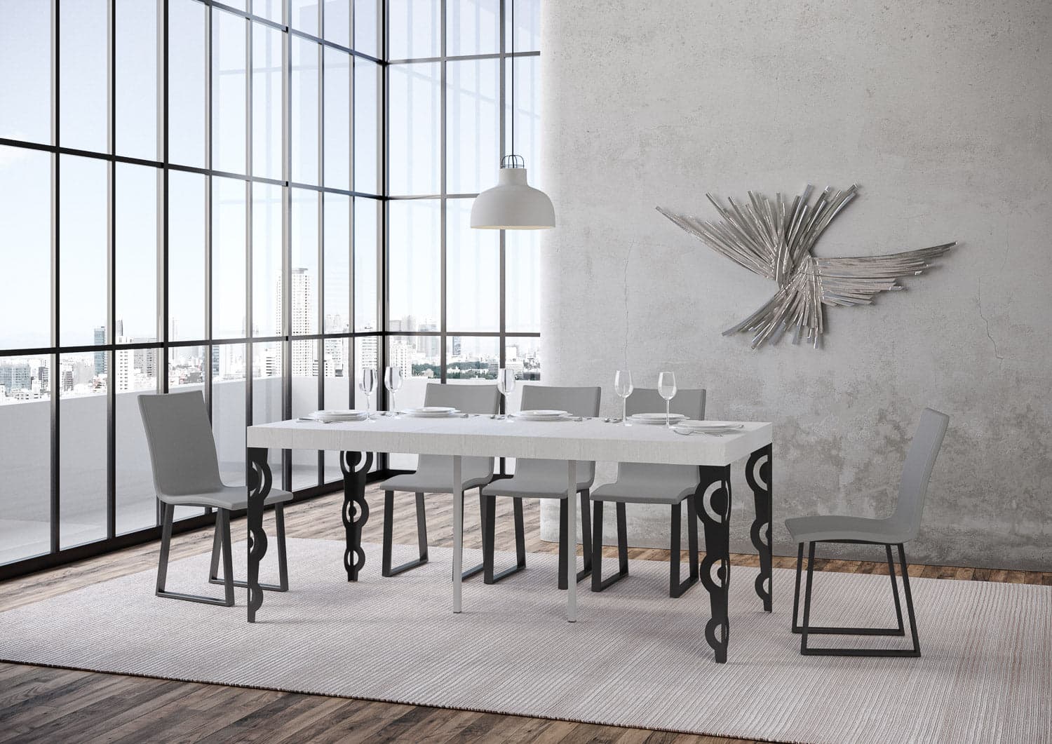 Tavolo consolle "Treviso" allungabile in legno per sala da pranzo in Credenze Decor Space - Altamura, commercioVirtuoso.it