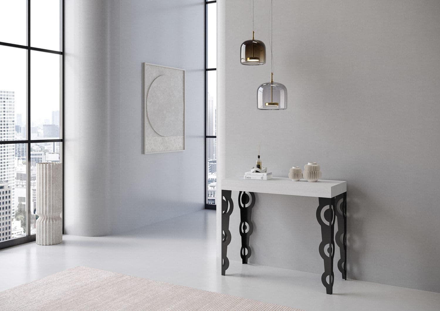 Tavolo consolle "Treviso" allungabile in legno per sala da pranzo in Credenze Decor Space - Altamura, commercioVirtuoso.it