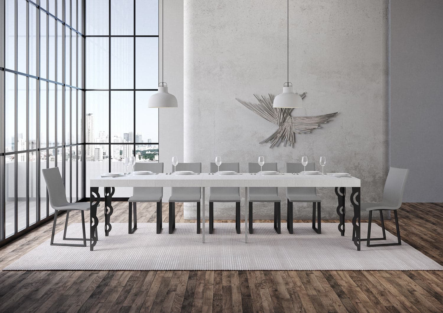Tavolo consolle "Treviso" allungabile in legno per sala da pranzo in Credenze Decor Space - Altamura, commercioVirtuoso.it