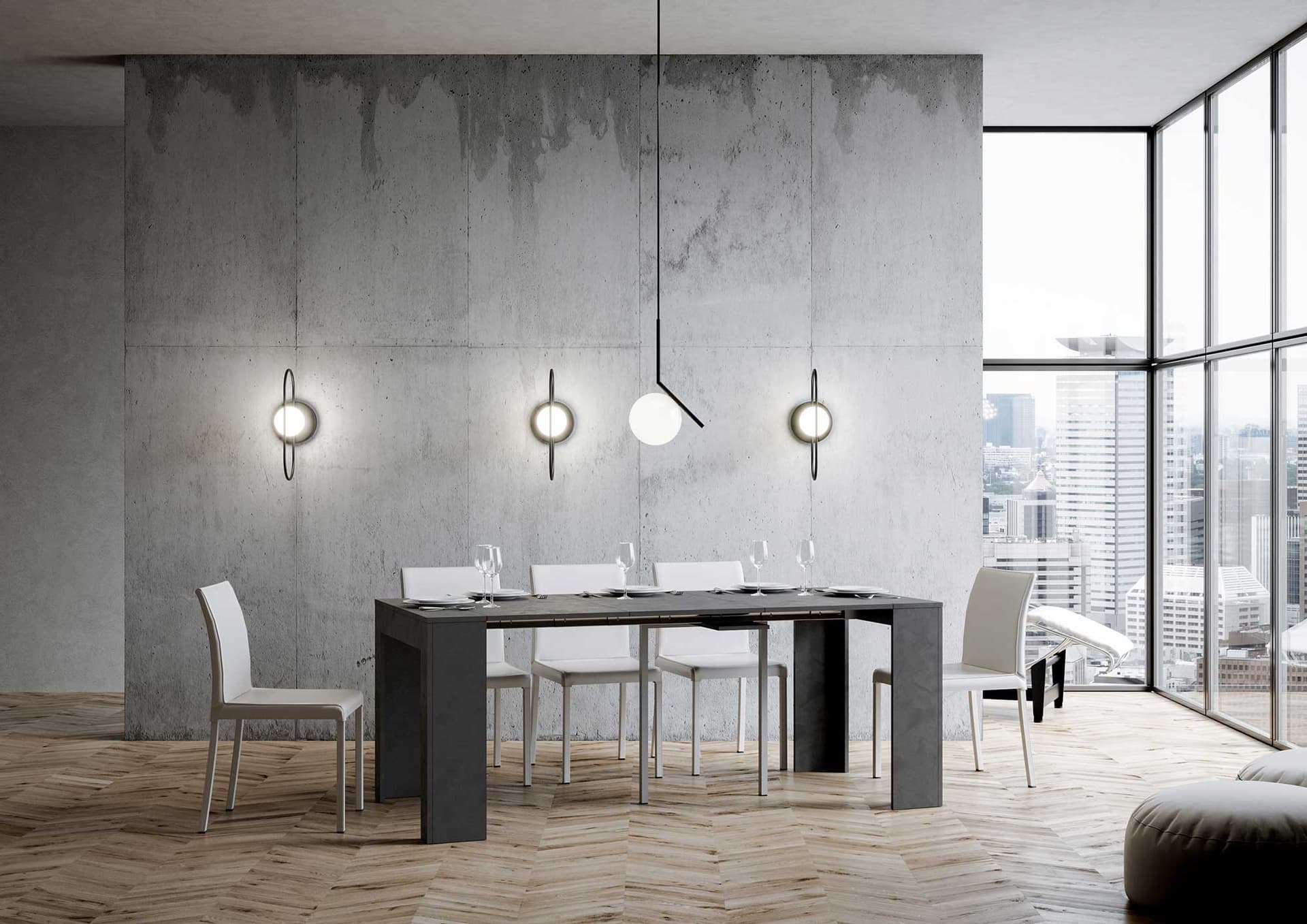 Tavolo consolle "Ferrara" allungabile in legno per sala da pranzo in Credenze Decor Space - Altamura, commercioVirtuoso.it