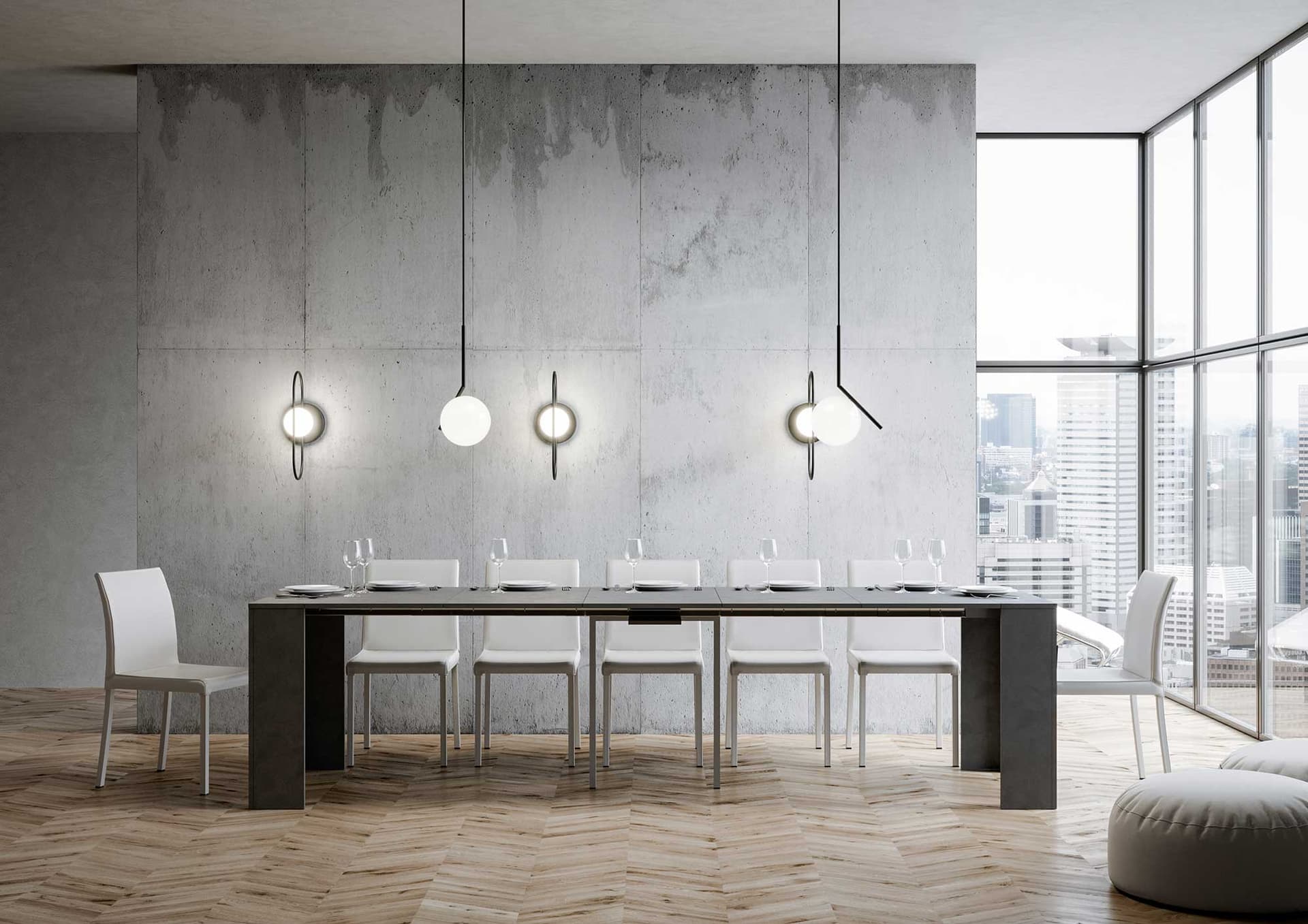 Tavolo consolle "Ferrara" allungabile in legno per sala da pranzo in Credenze Decor Space - Altamura, commercioVirtuoso.it