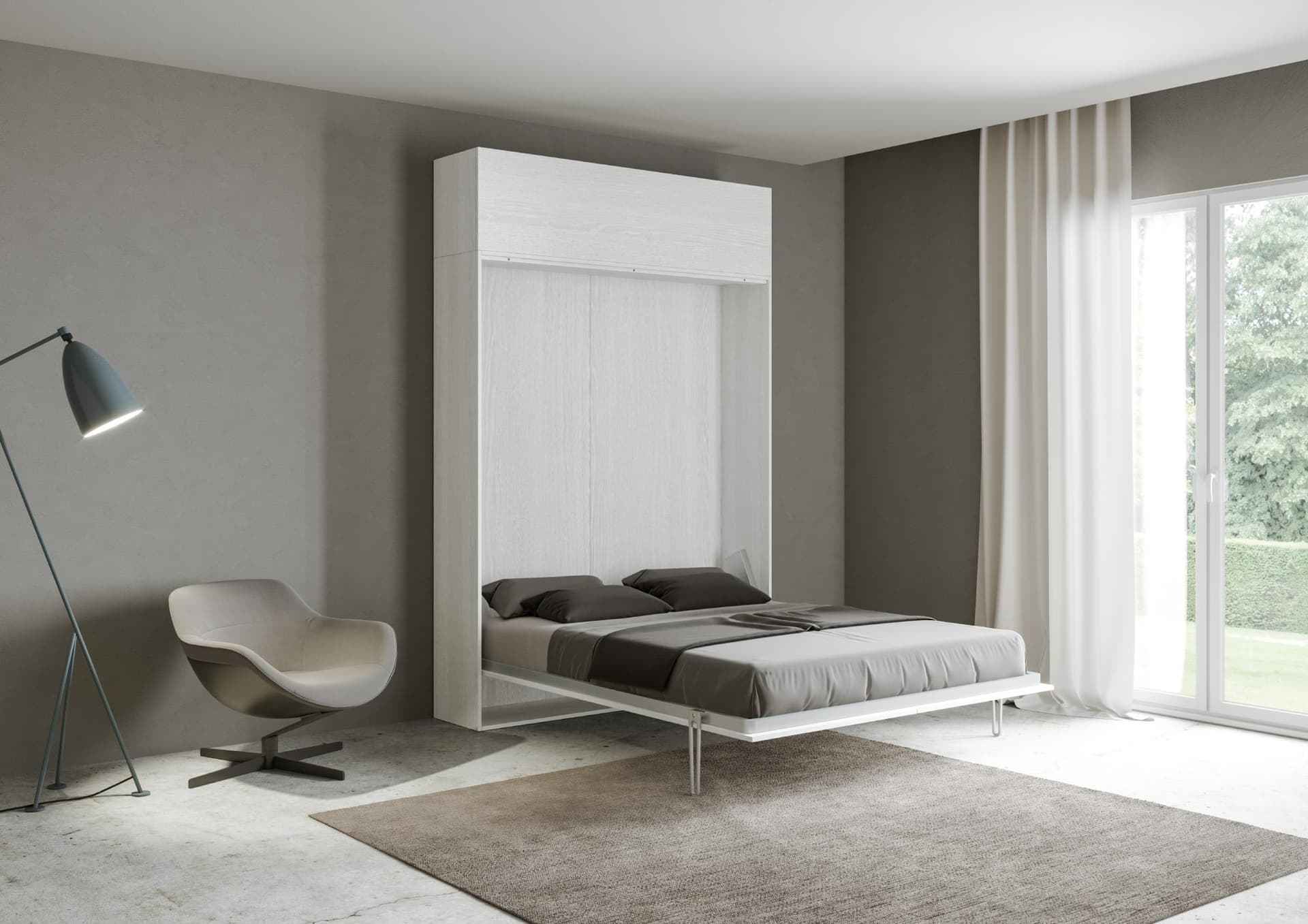 Letto "Torino" matrimoniale a scomparsa, in legno, con apertura verticale, per camera da letto in Materassi Decor Space - Altamura, commercioVirtuoso.it