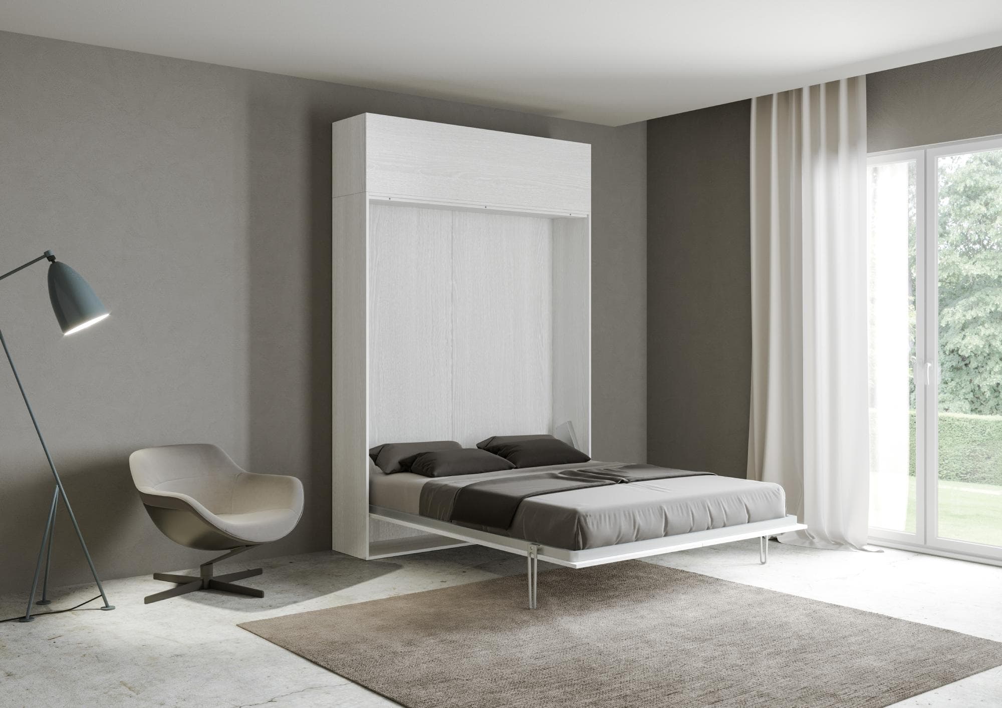 Letto "Torino" matrimoniale a scomparsa, in legno, con apertura verticale, per camera da letto in Materassi Decor Space - Altamura, commercioVirtuoso.it