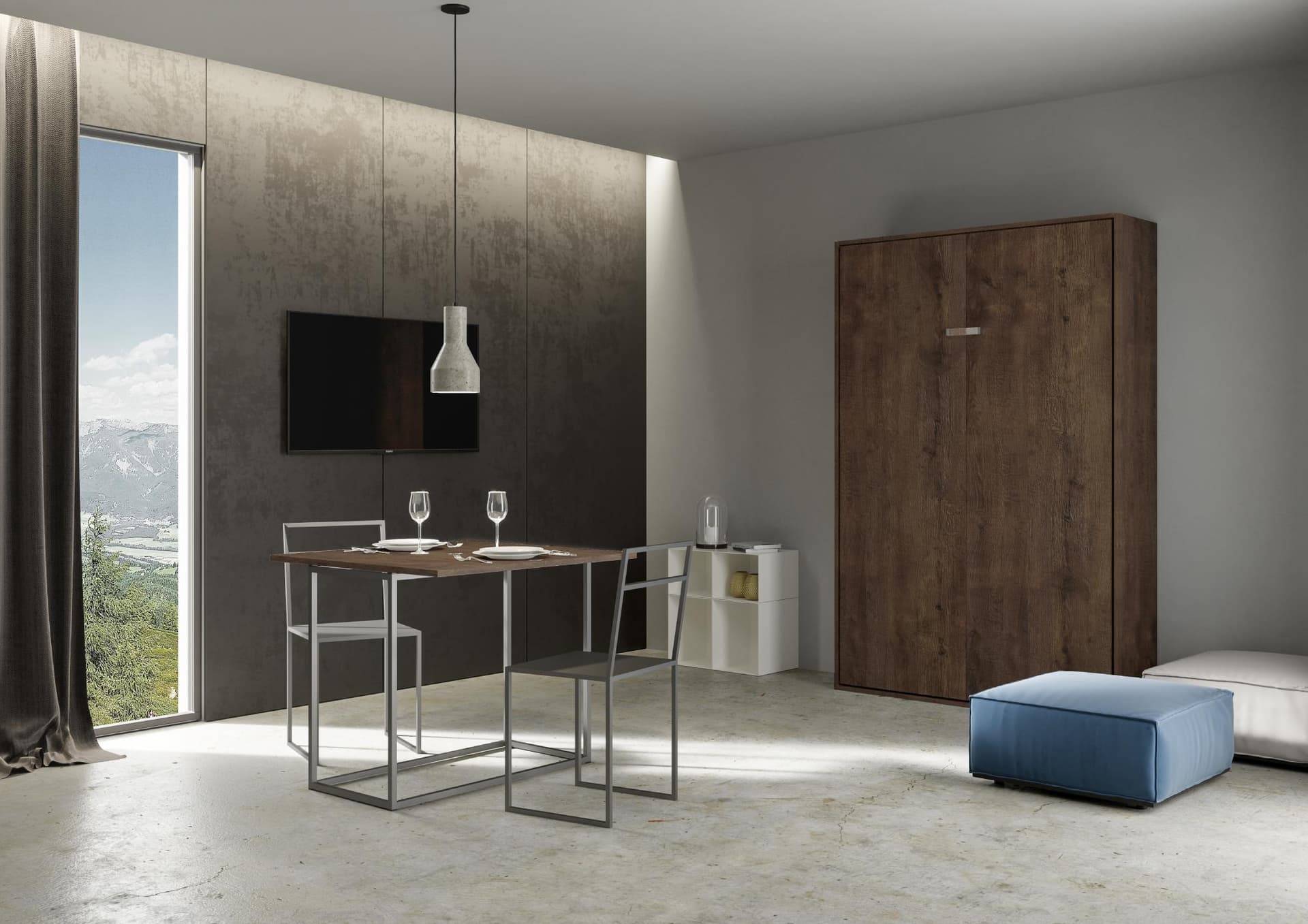 Letto "Torino" matrimoniale a scomparsa, in legno, con apertura verticale, per camera da letto in Materassi Decor Space - Altamura, commercioVirtuoso.it