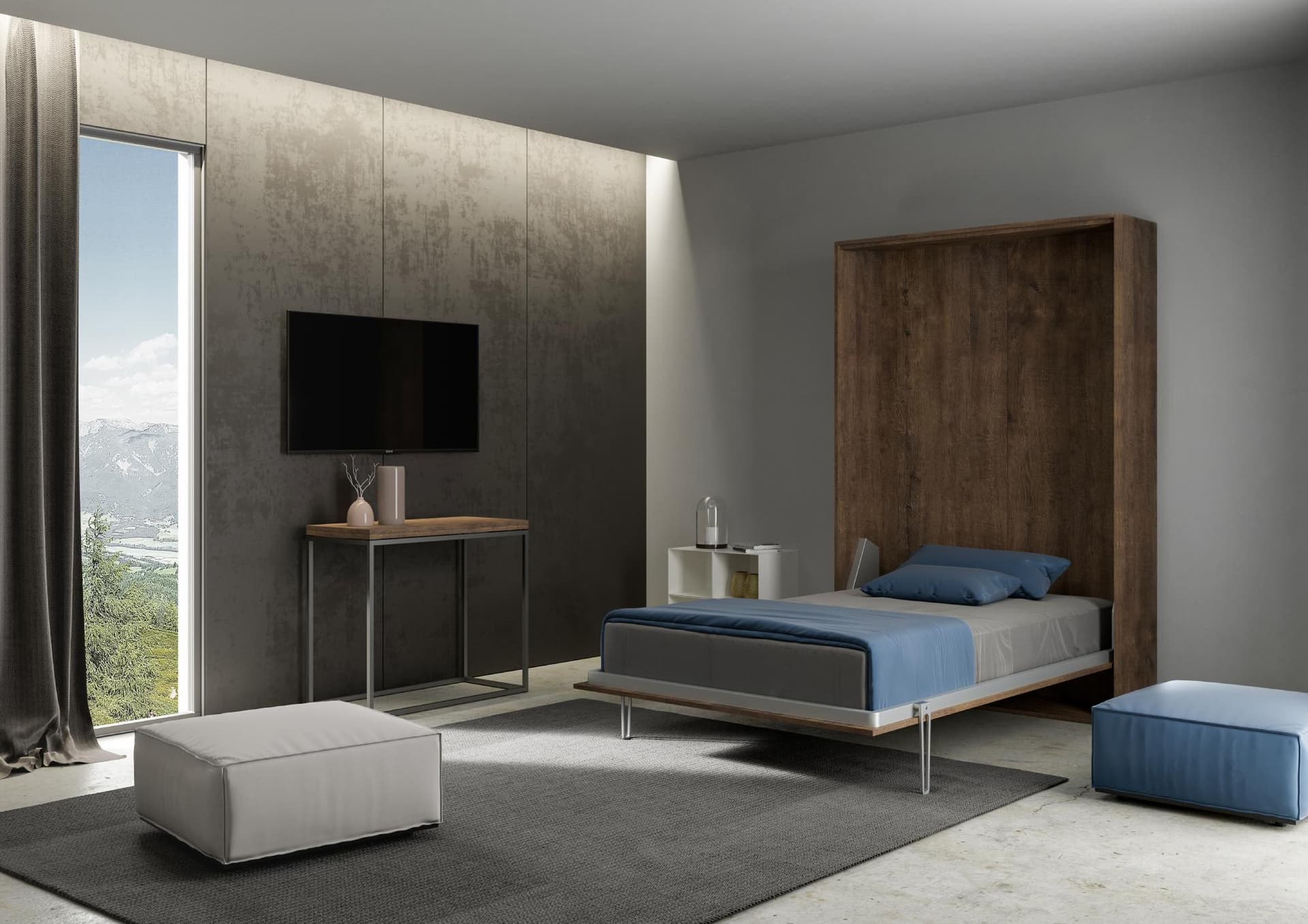 Letto "Torino" matrimoniale a scomparsa, in legno, con apertura verticale, per camera da letto in Materassi Decor Space - Altamura, commercioVirtuoso.it