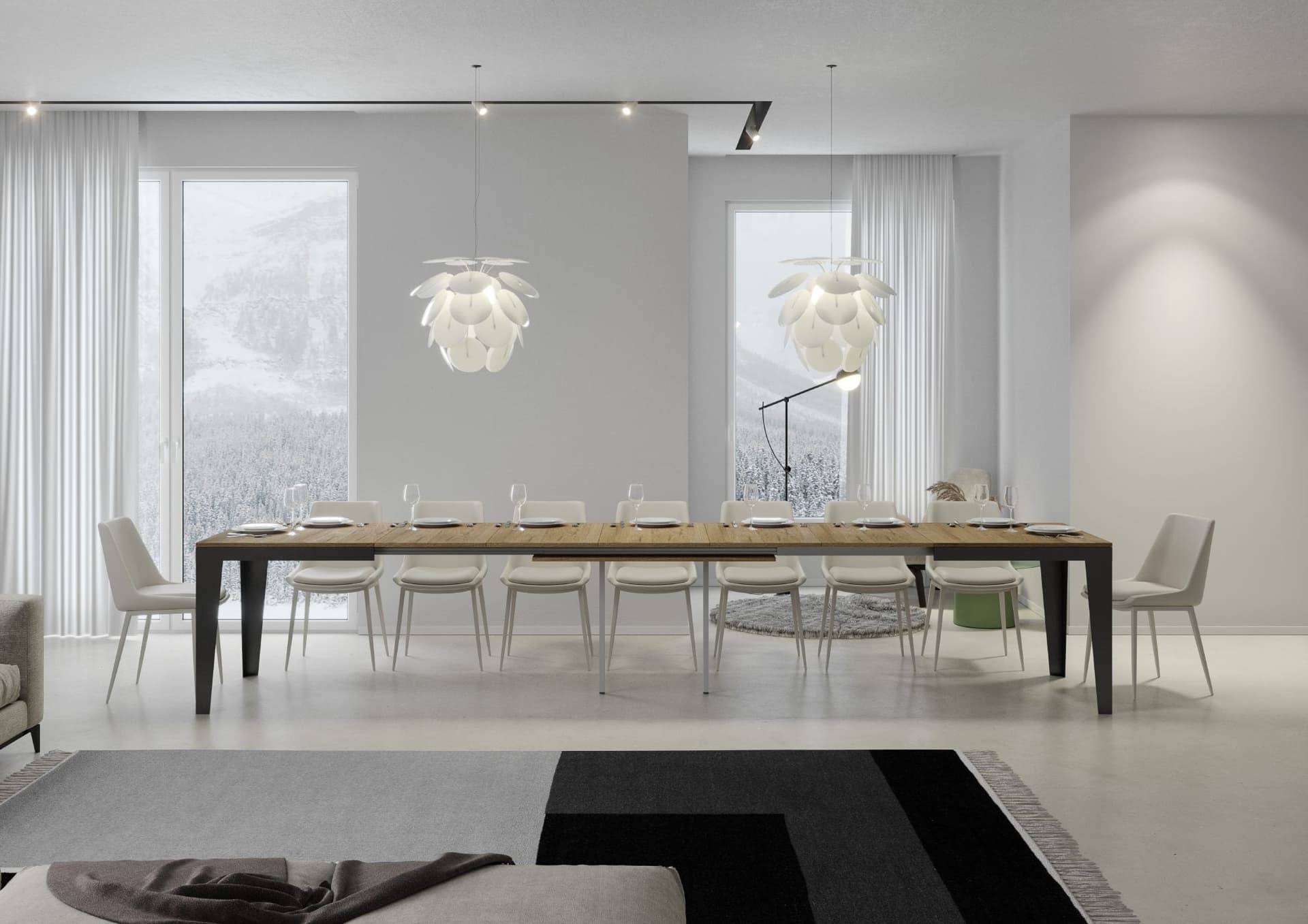 Tavolo "Udine" allungabile in legno per sala da pranzo in Tavoli da sala da pranzo Decor Space - Altamura, commercioVirtuoso.it