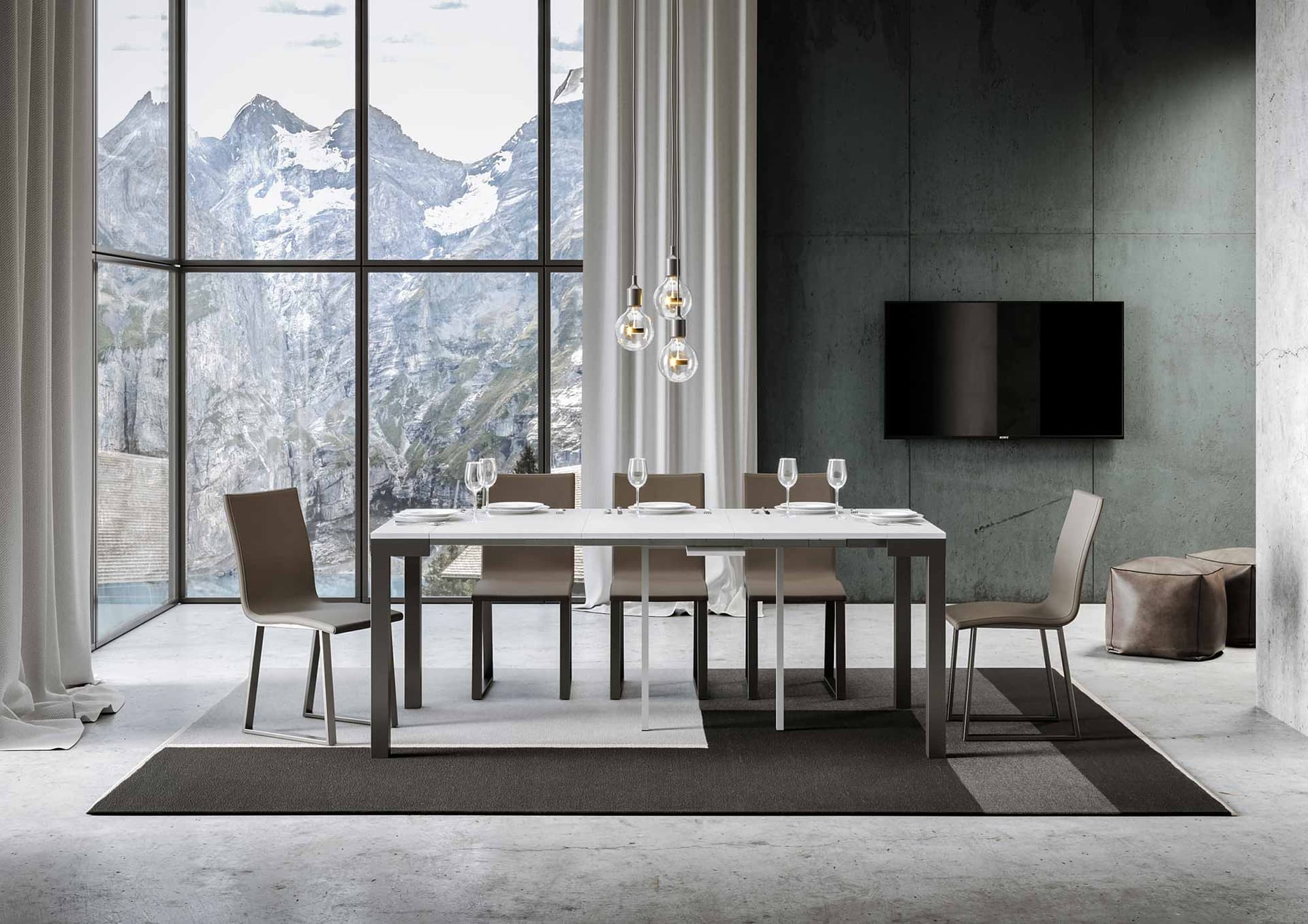 Tavolo consolle "Caserta" allungabile in legno per sala da pranzo in Credenze Decor Space - Altamura, commercioVirtuoso.it