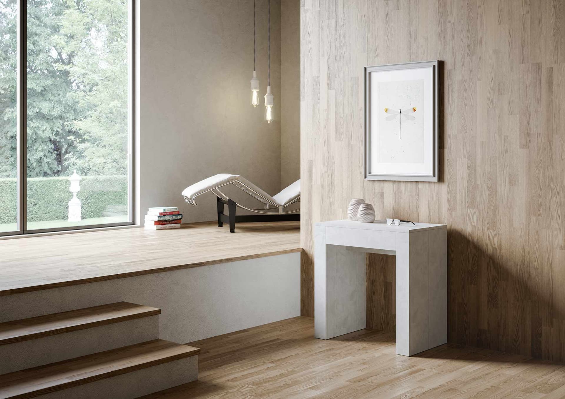 Tavolo consolle "Foggia" allungabile in legno per sala da pranzo in Credenze Decor Space - Altamura, commercioVirtuoso.it