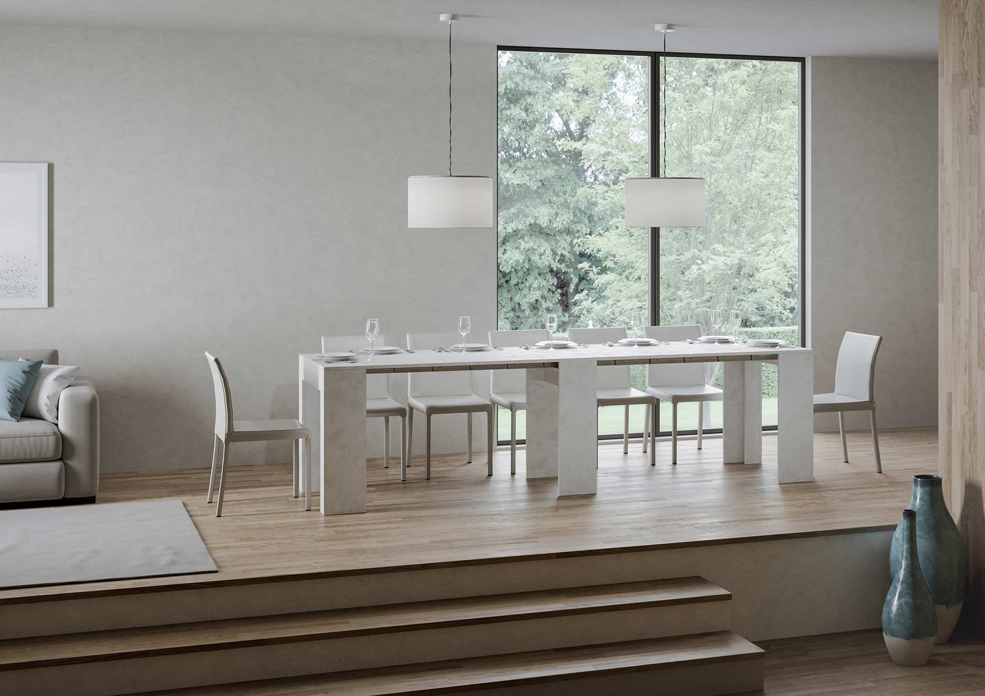 Tavolo consolle "Foggia" allungabile in legno per sala da pranzo in Credenze Decor Space - Altamura, commercioVirtuoso.it