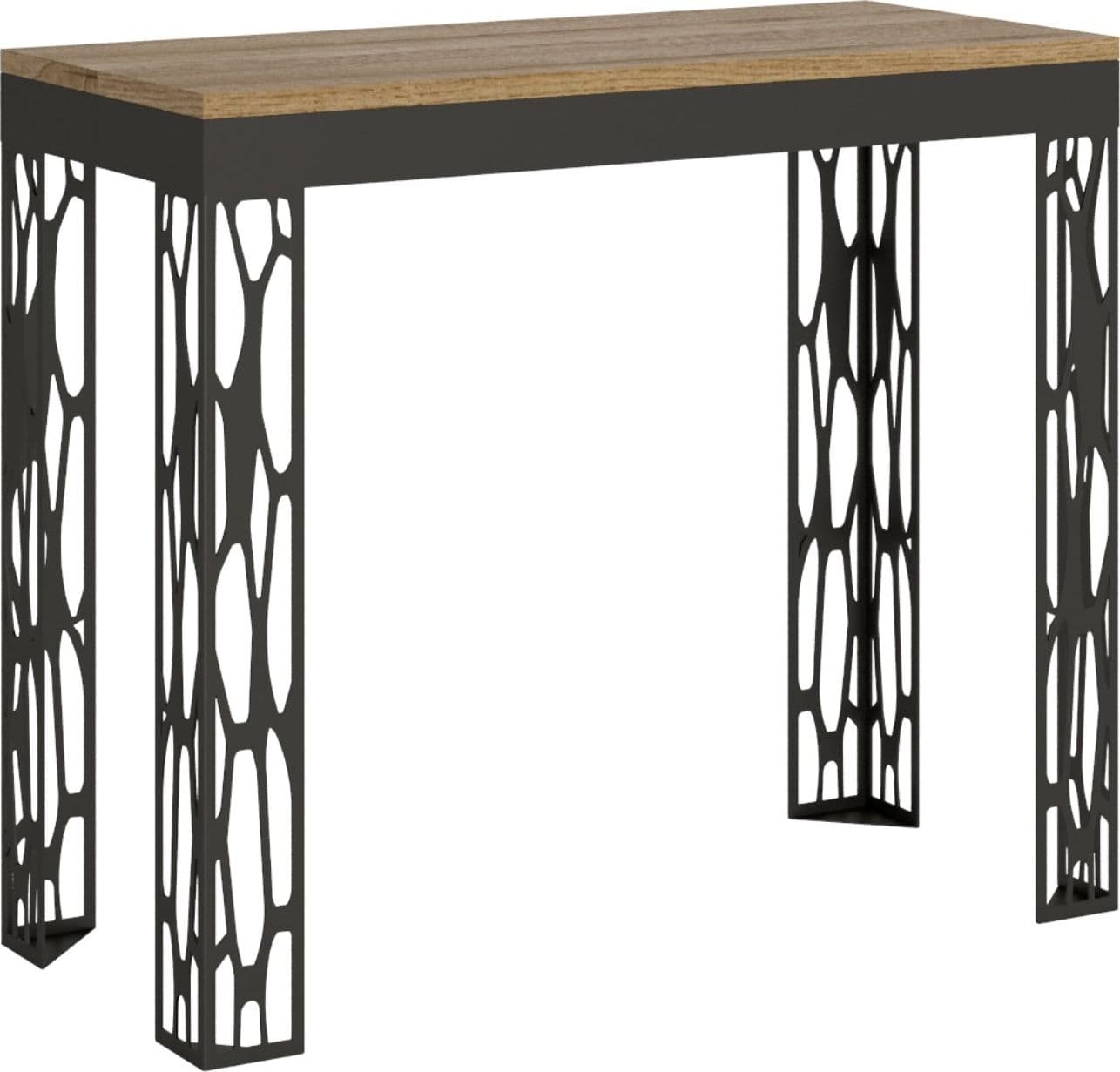 Tavolo consolle "Livorno" allungabile in legno per sala da pranzo – Allungabile fino a 196 cm, Evolution, Quercia – Itamoby