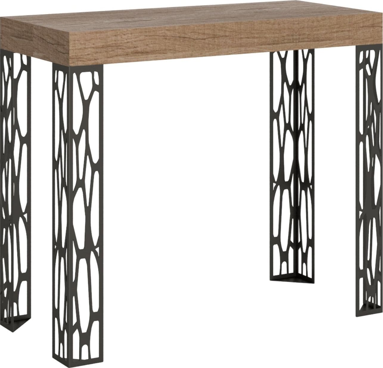 Tavolo consolle "Livorno" allungabile in legno per sala da pranzo – Allungabile fino a 196 cm, Classic, Quercia – Itamoby –