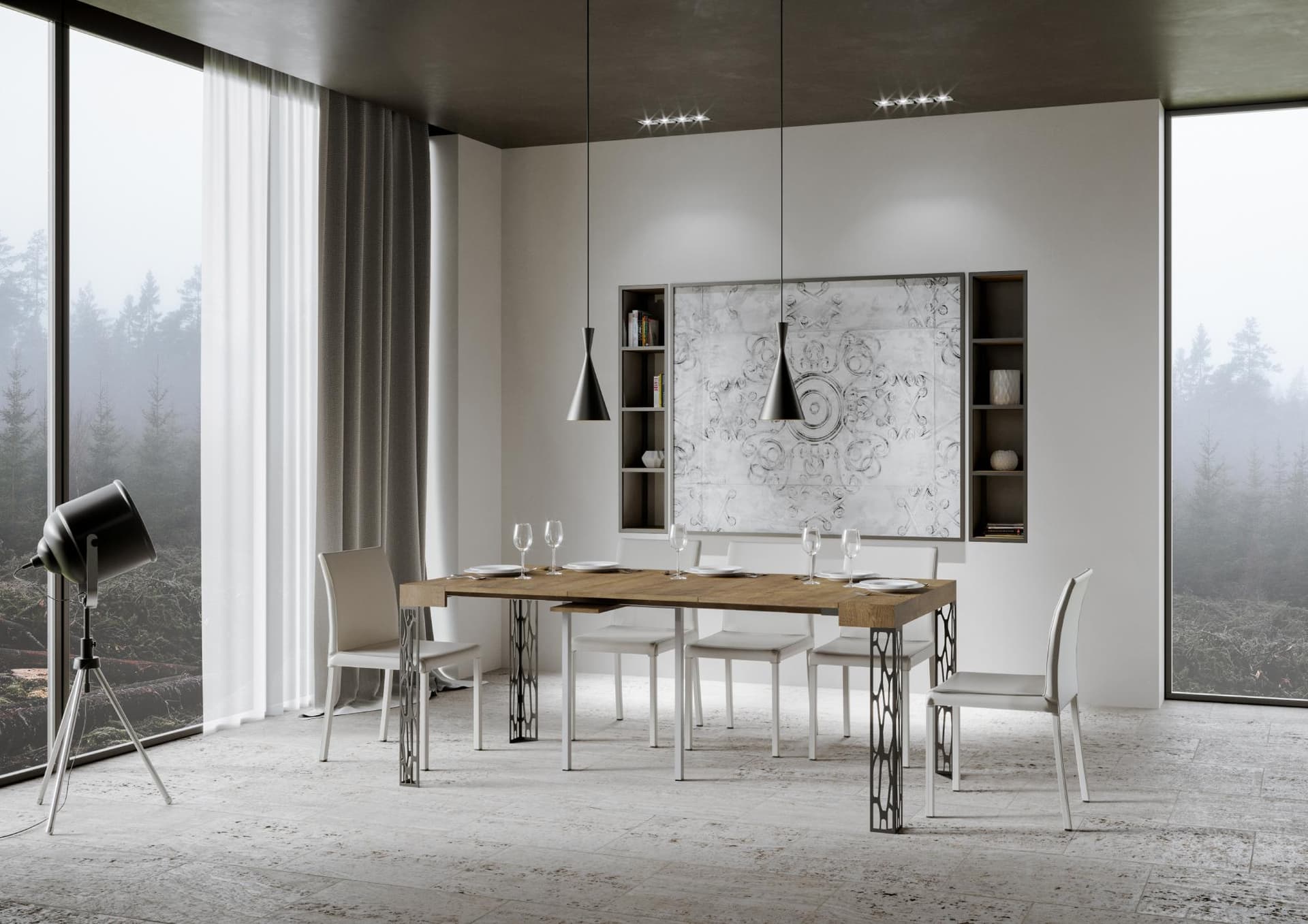 Tavolo consolle "Livorno" allungabile in legno per sala da pranzo in Credenze Decor Space - Altamura, commercioVirtuoso.it