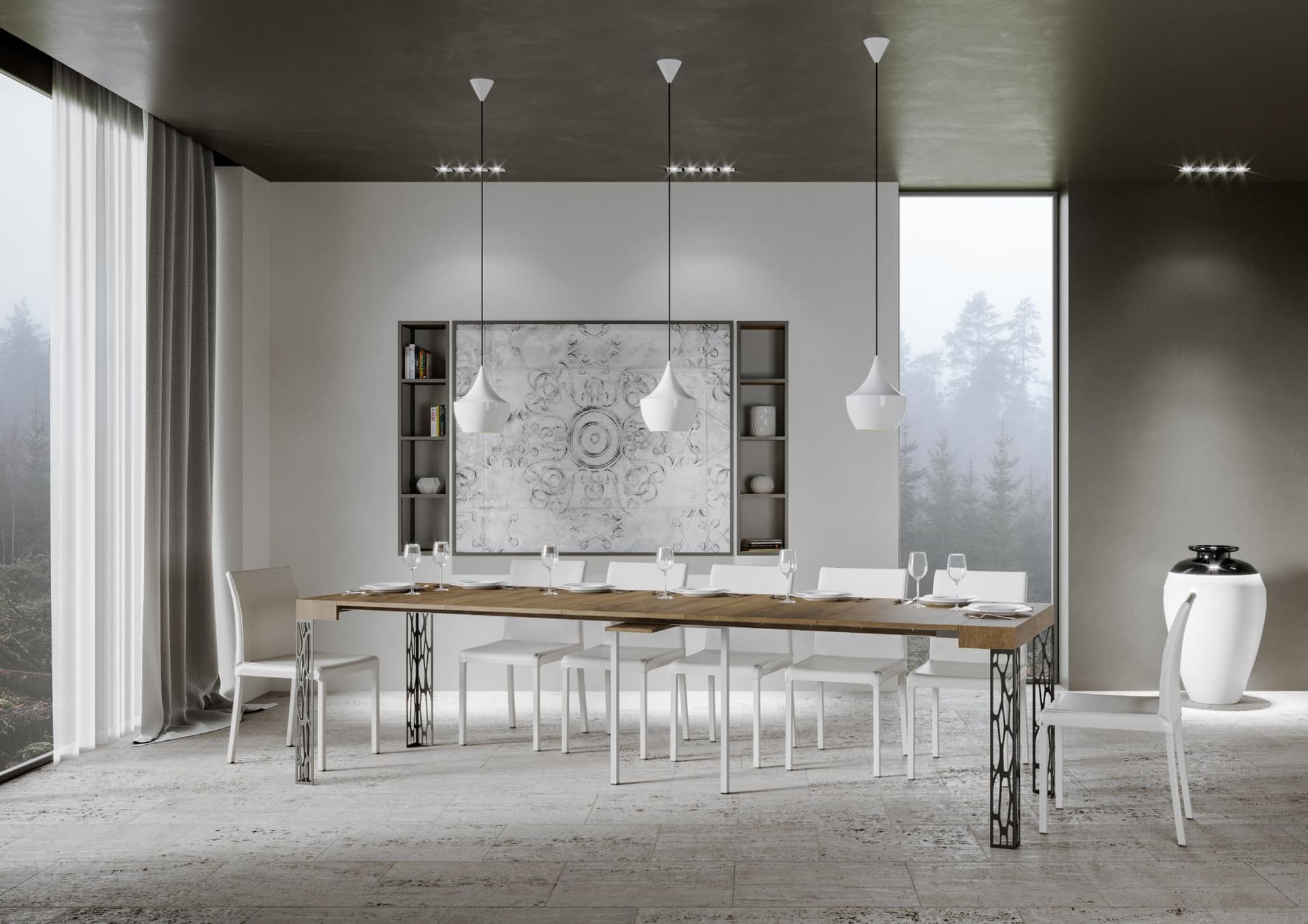 Tavolo consolle "Livorno" allungabile in legno per sala da pranzo in Credenze Decor Space - Altamura, commercioVirtuoso.it