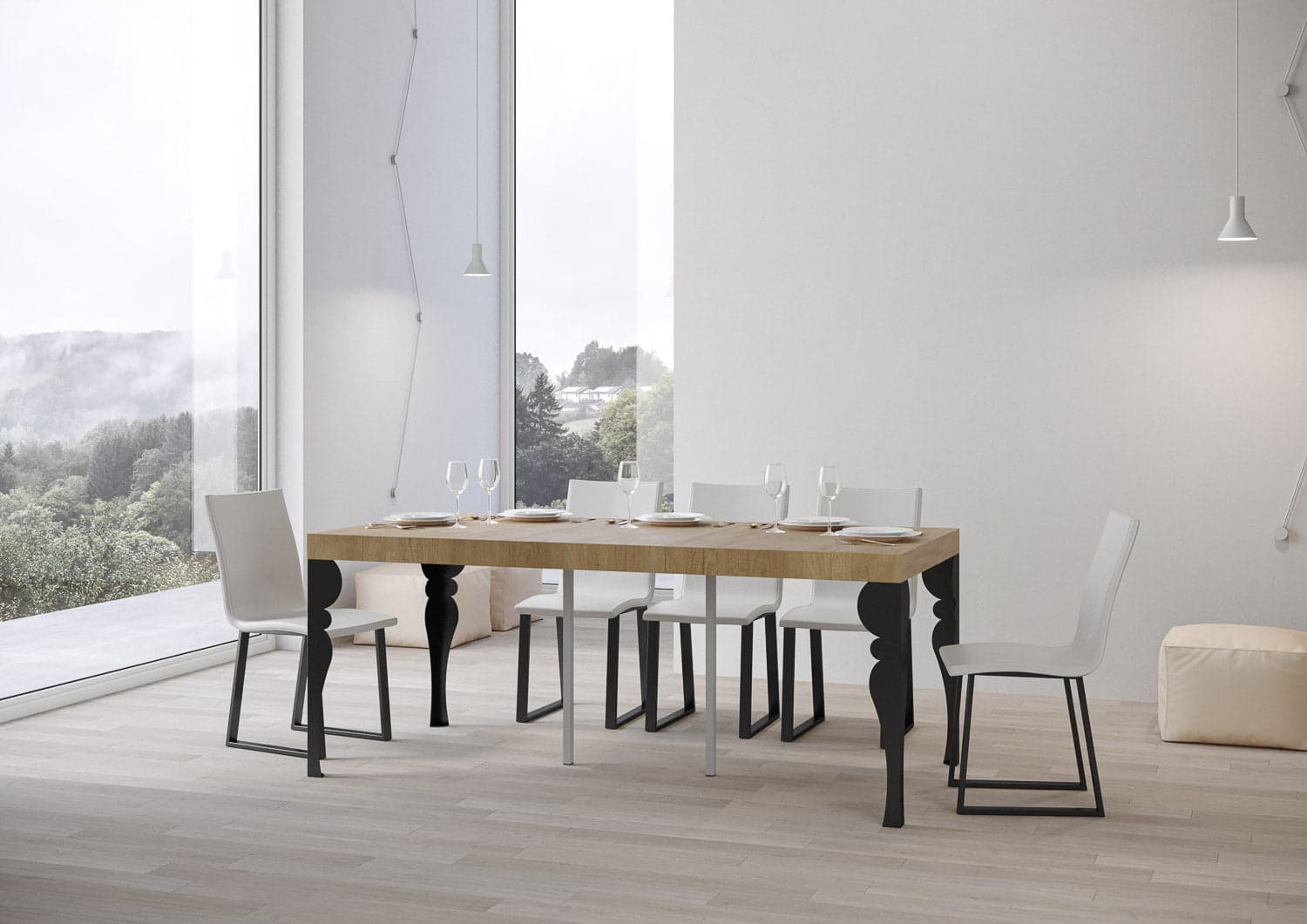 Tavolo consolle "Lecce" allungabile in legno per sala da pranzo in Credenze Decor Space - Altamura, commercioVirtuoso.it