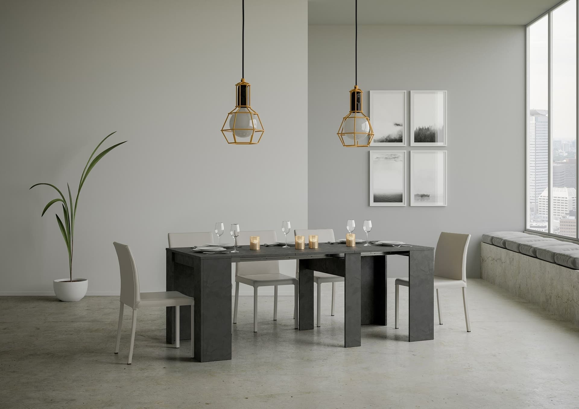 Tavolo consolle "Agrigento" allungabile in legno per sala da pranzo in Credenze Decor Space - Altamura, commercioVirtuoso.it