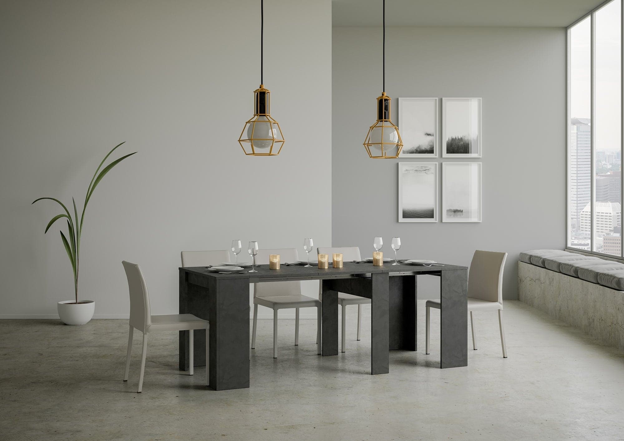 Tavolo consolle "Agrigento" allungabile in legno per sala da pranzo in Credenze Decor Space - Altamura, commercioVirtuoso.it