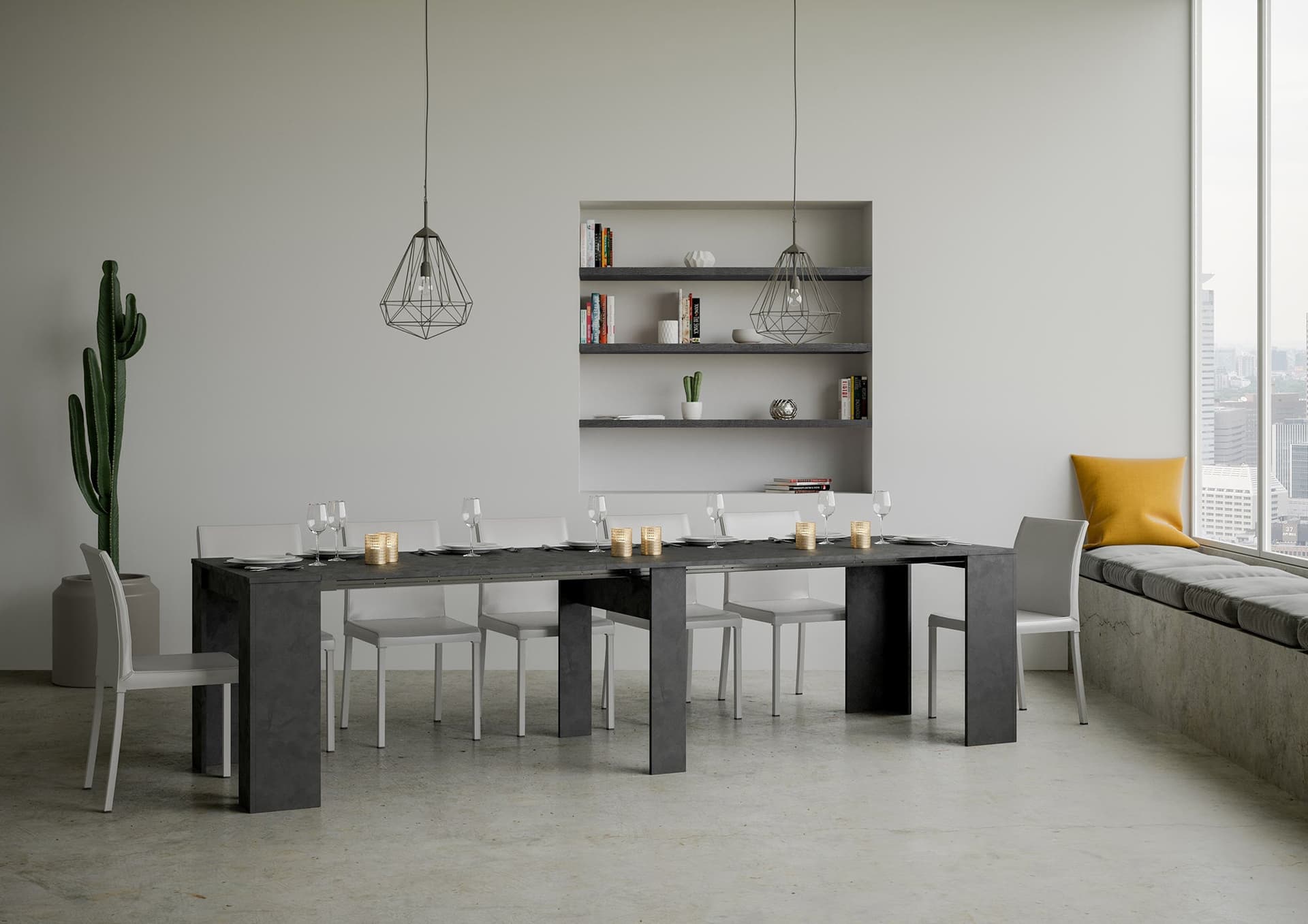 Tavolo consolle "Agrigento" allungabile in legno per sala da pranzo in Credenze Decor Space - Altamura, commercioVirtuoso.it