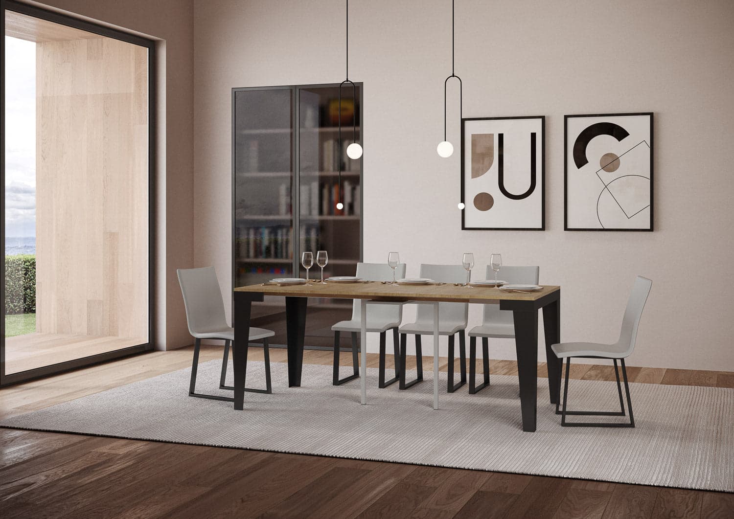 Tavolo consolle "Udine" allungabile in legno per sala da pranzo in Credenze Decor Space - Altamura, commercioVirtuoso.it