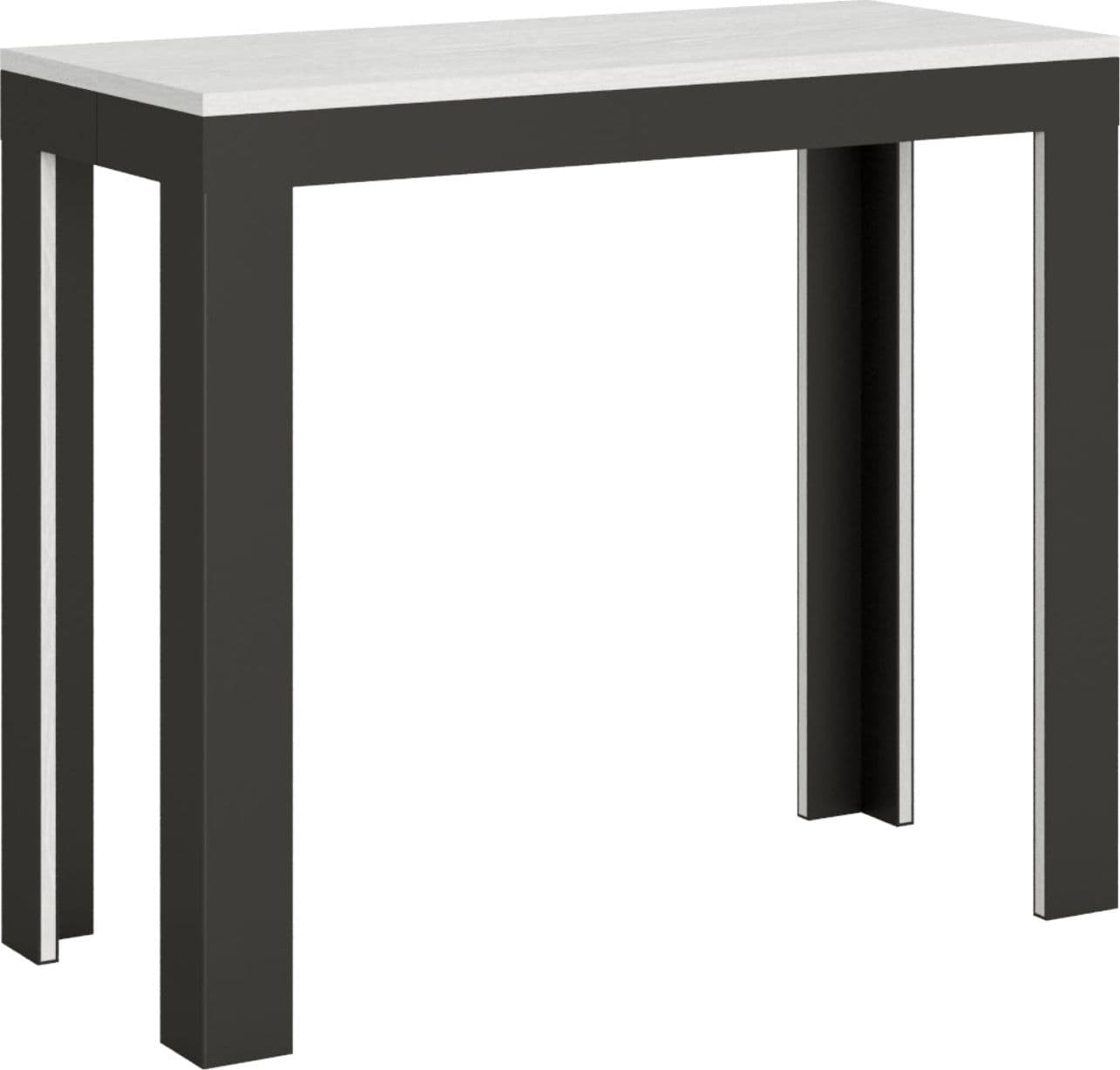 Tavolo consolle "Rimini" allungabile in legno per sala da pranzo – Allungabile fino a 196 cm, Evolution, Bianco Frassino –