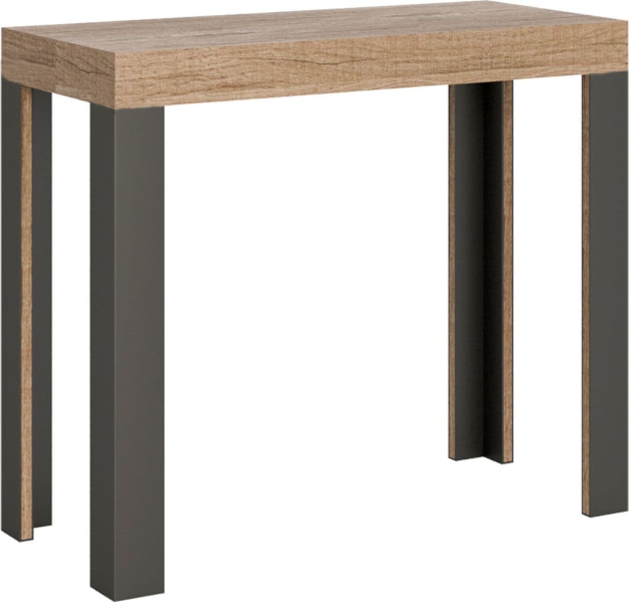 Tavolo consolle "Rimini" allungabile in legno per sala da pranzo – Allungabile fino a 196 cm, Classic, Quercia – Itamoby –