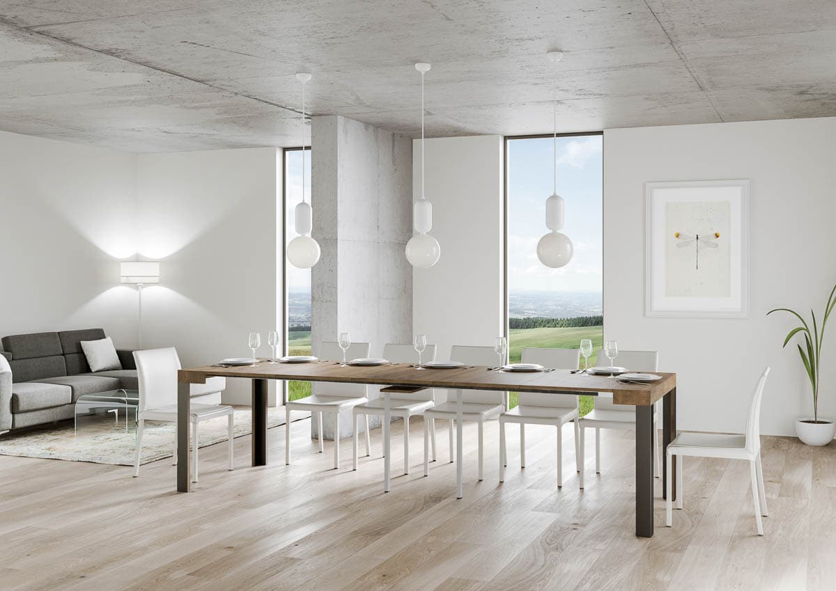 Tavolo consolle "Rimini" allungabile in legno per sala da pranzo in Credenze Decor Space - Altamura, commercioVirtuoso.it