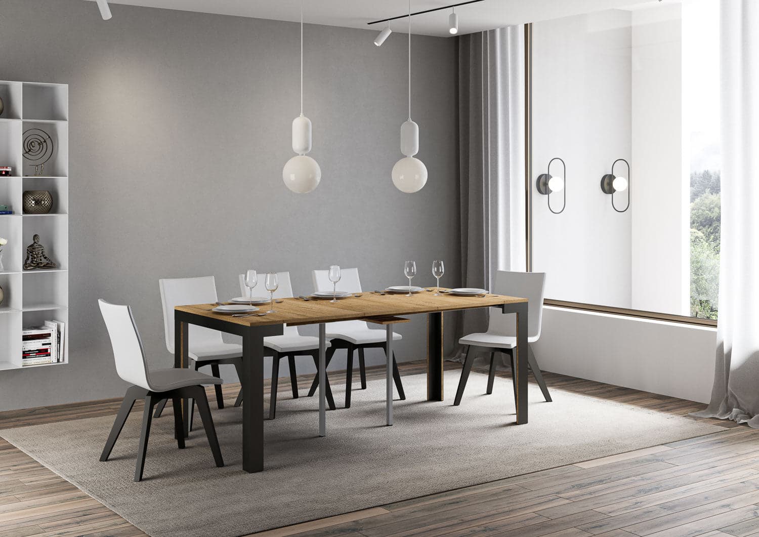 Tavolo consolle "Rimini" allungabile in legno per sala da pranzo in Credenze Decor Space - Altamura, commercioVirtuoso.it