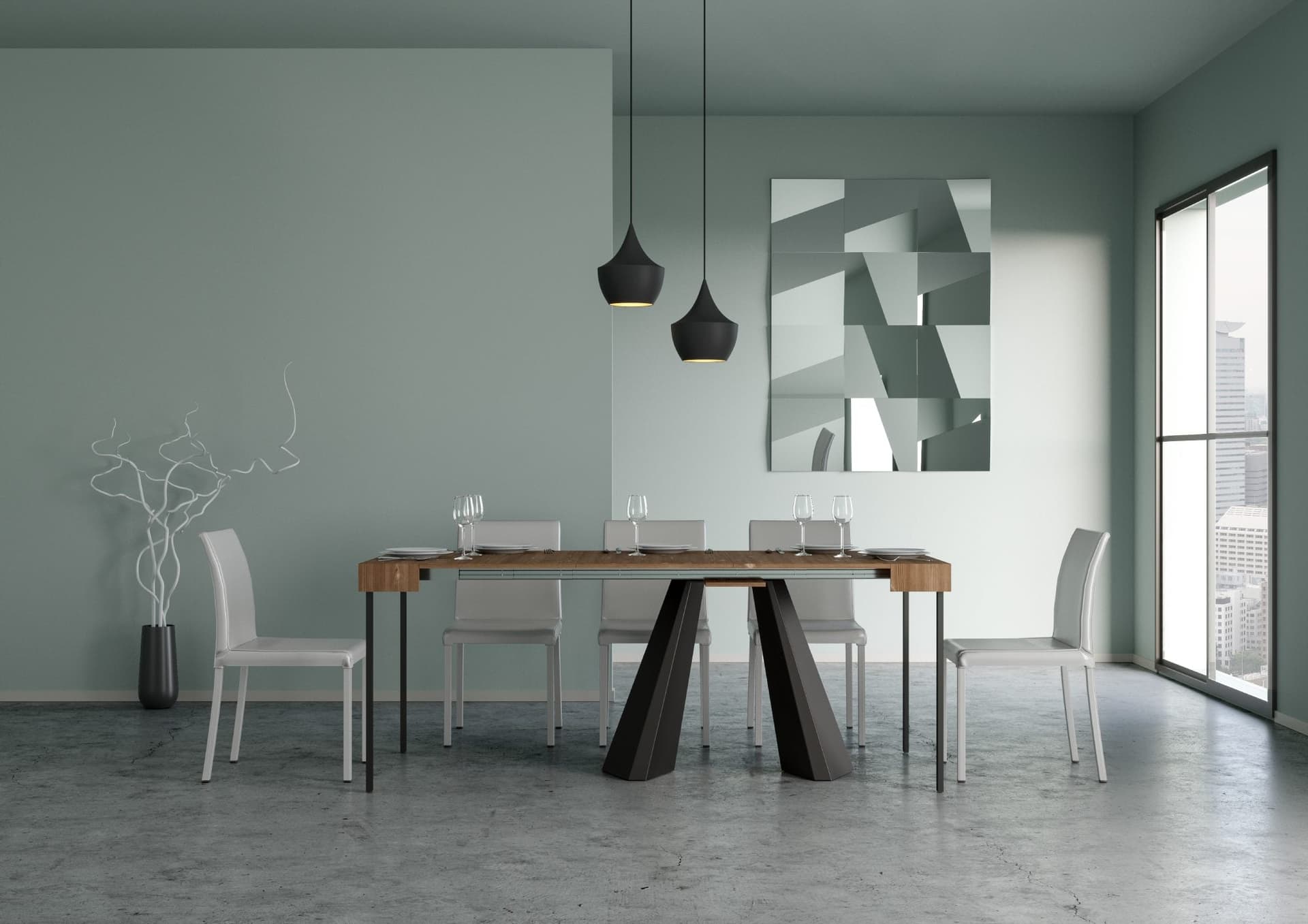 Tavolo consolle "Monza" allungabile in legno per sala da pranzo in Credenze Decor Space - Altamura, commercioVirtuoso.it