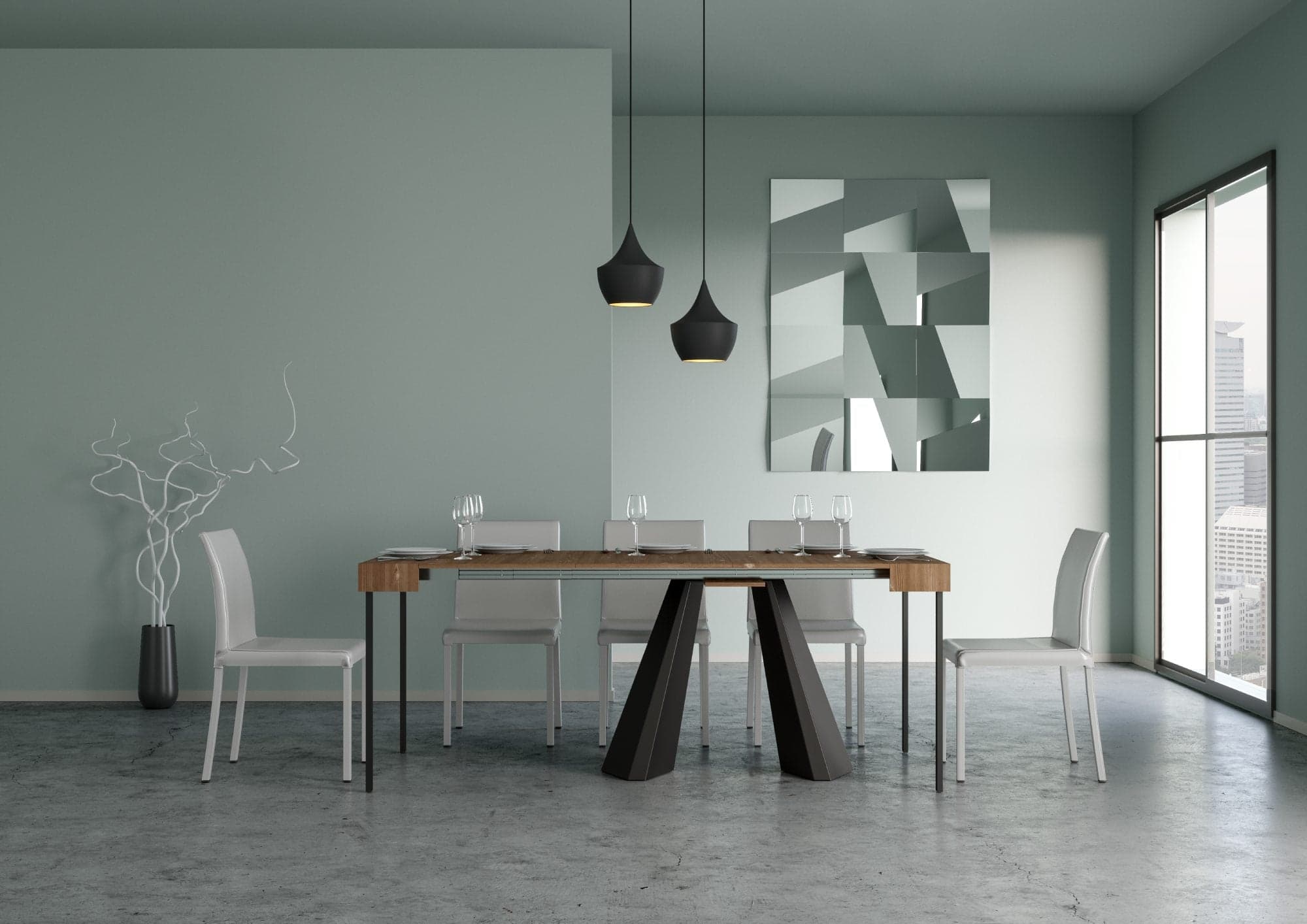 Tavolo consolle "Monza" allungabile in legno per sala da pranzo in Credenze Decor Space - Altamura, commercioVirtuoso.it