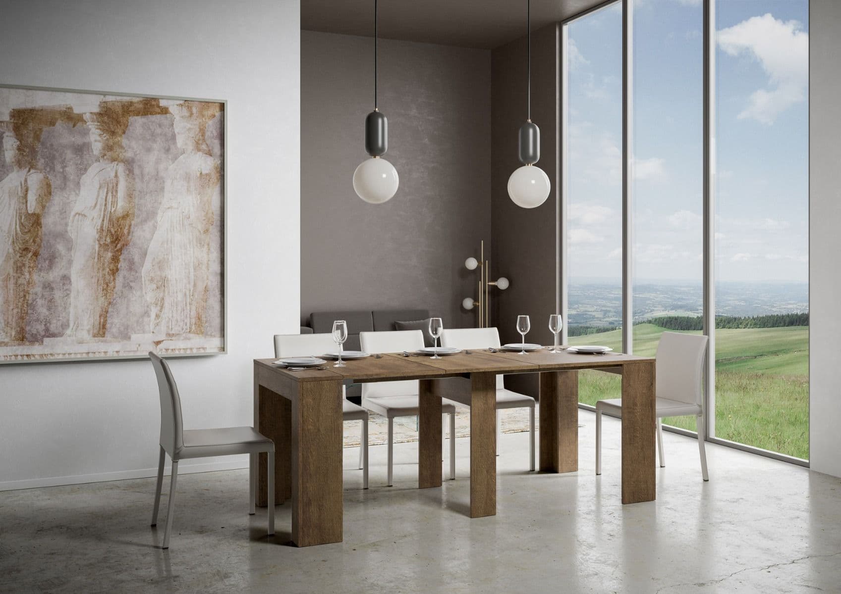 Tavolo consolle "Trento" allungabile in legno per sala da pranzo in Credenze Decor Space - Altamura, commercioVirtuoso.it
