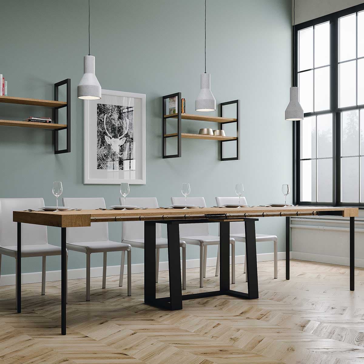 Tavolo consolle "Ravenna" allungabile in legno per sala da pranzo in Credenze Decor Space - Altamura, commercioVirtuoso.it