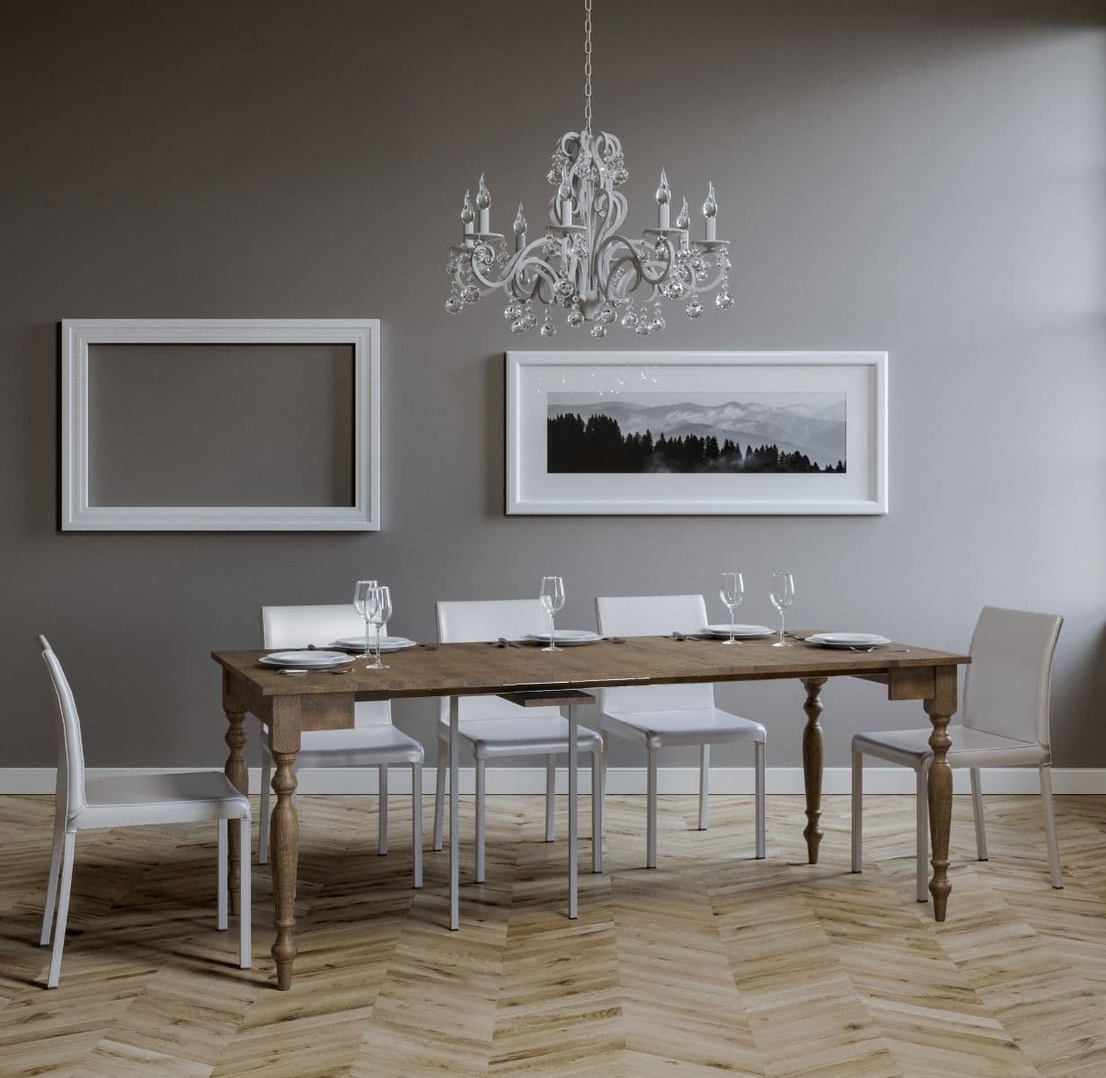 Tavolo consolle "Vicenza" allungabile in legno per sala da pranzo in Credenze Decor Space - Altamura, commercioVirtuoso.it