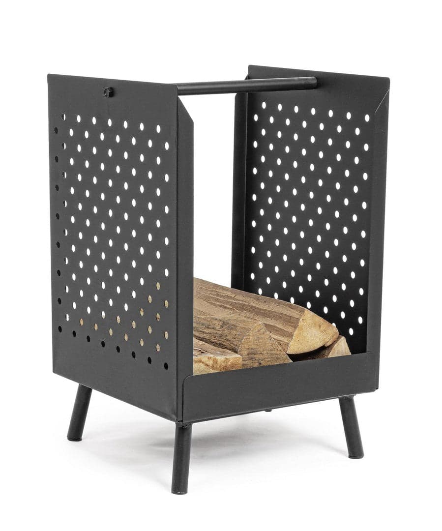 Portalegna "Efesto" in acciaio verniciato, resistente alle alte temperature, da 55 cm in Bracieri Decor Space - Altamura, commercioVirtuoso.it