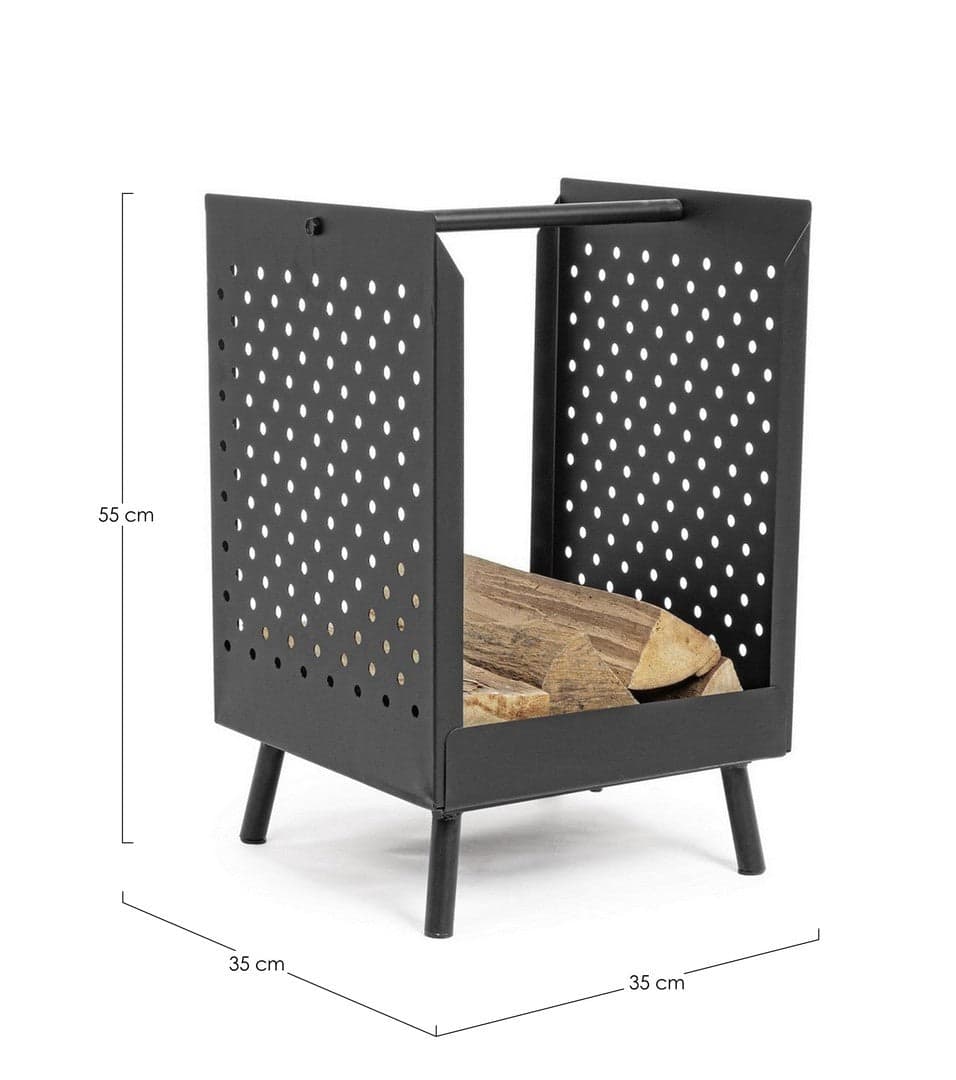 Portalegna "Efesto" in acciaio verniciato, resistente alle alte temperature, da 55 cm in Bracieri Decor Space - Altamura, commercioVirtuoso.it