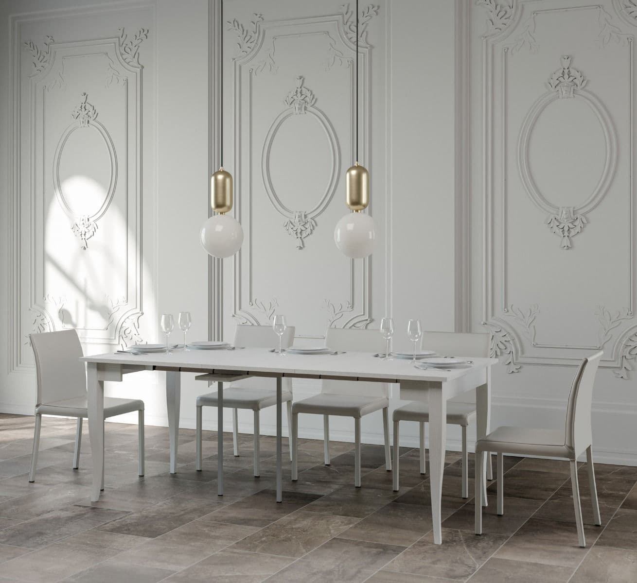 Tavolo consolle "Pescara" allungabile in legno per sala da pranzo in Credenze Decor Space - Altamura, commercioVirtuoso.it