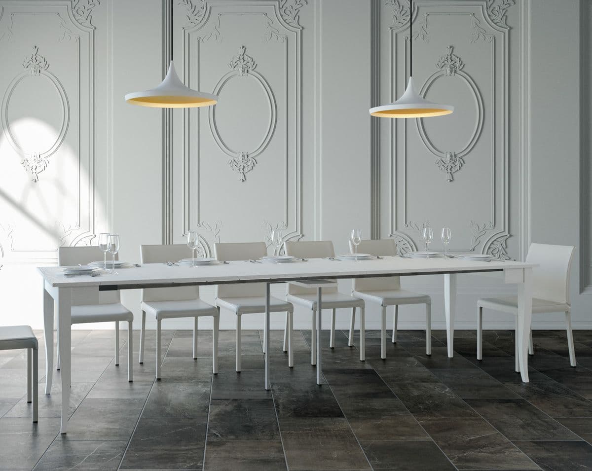 Tavolo consolle "Pescara" allungabile in legno per sala da pranzo in Credenze Decor Space - Altamura, commercioVirtuoso.it