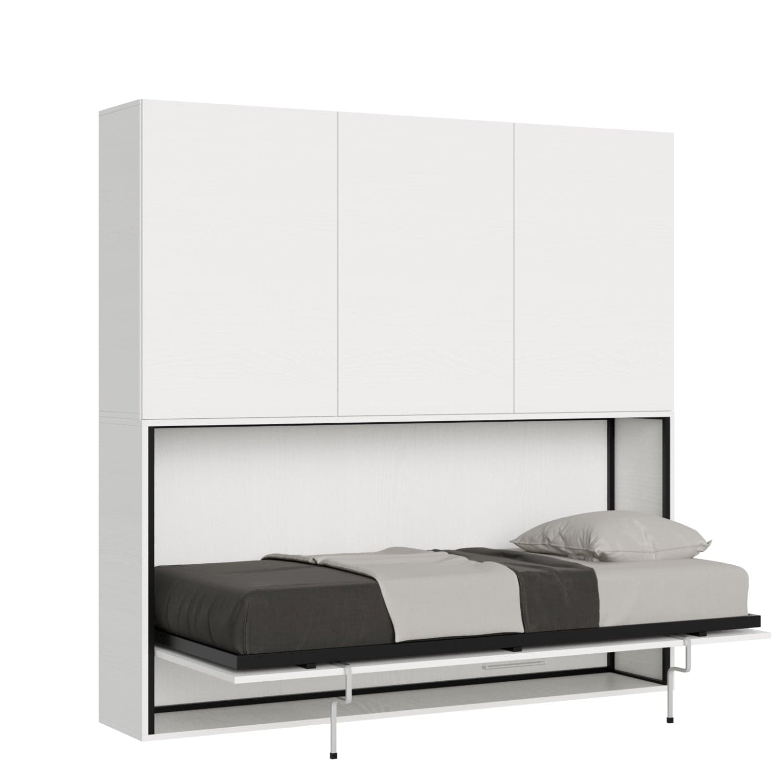 Letto "Venezia" singolo a scomparsa con scompartimenti, in legno, con apertura orizzontale, per camera da letto - 24
