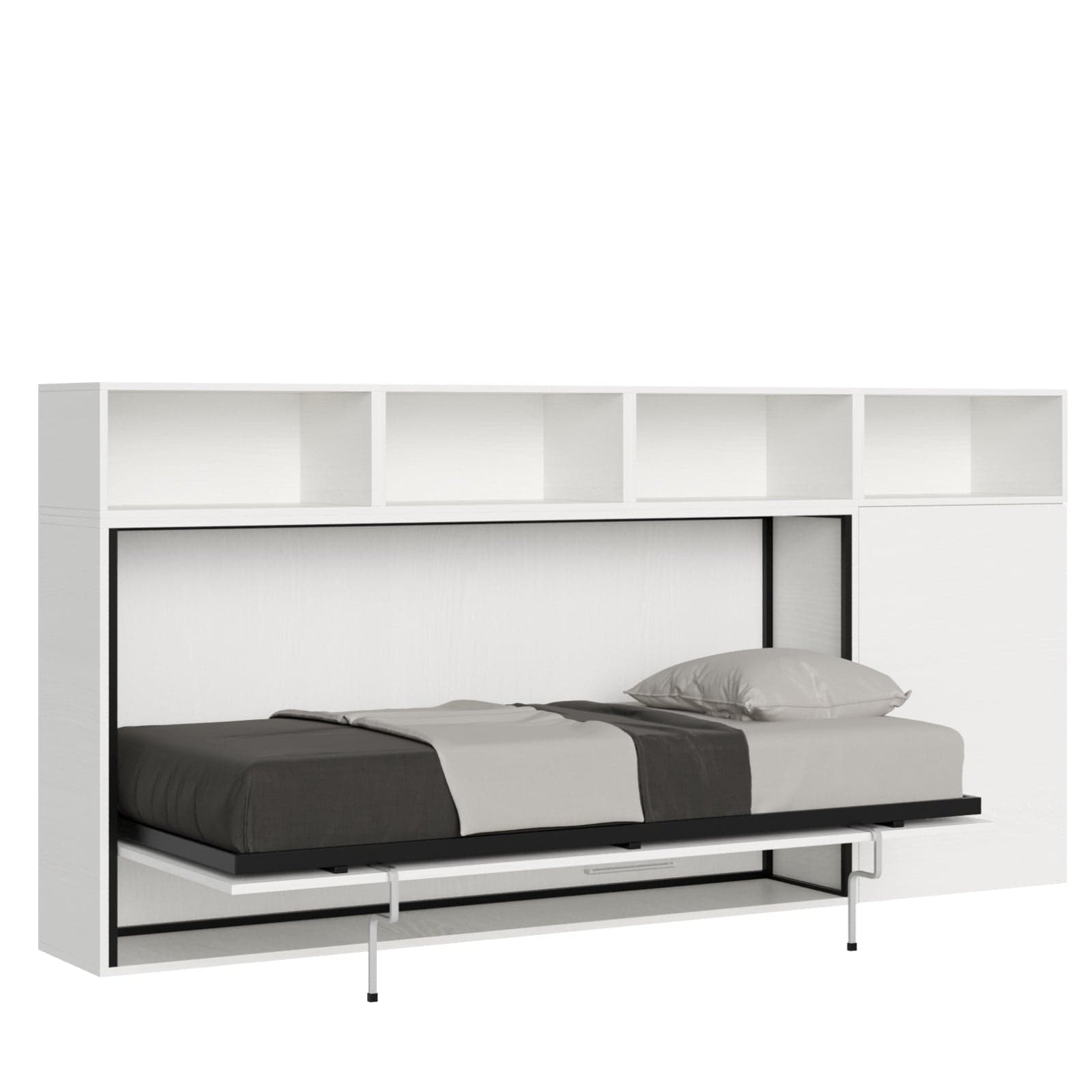 Letto "Venezia" singolo a scomparsa con scompartimenti, in legno, con apertura orizzontale, per camera da letto - 21