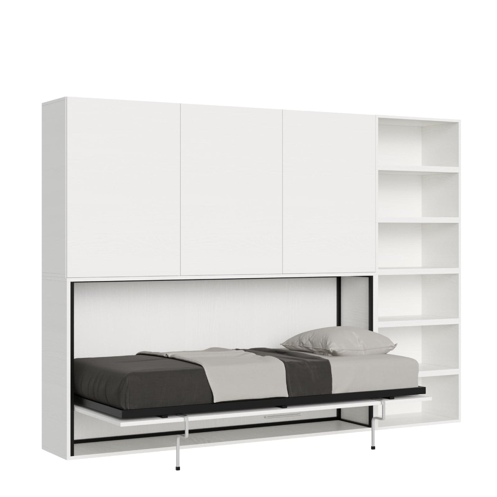 Letto "Venezia" singolo a scomparsa con scompartimenti, in legno, con apertura orizzontale, per camera da letto - 27