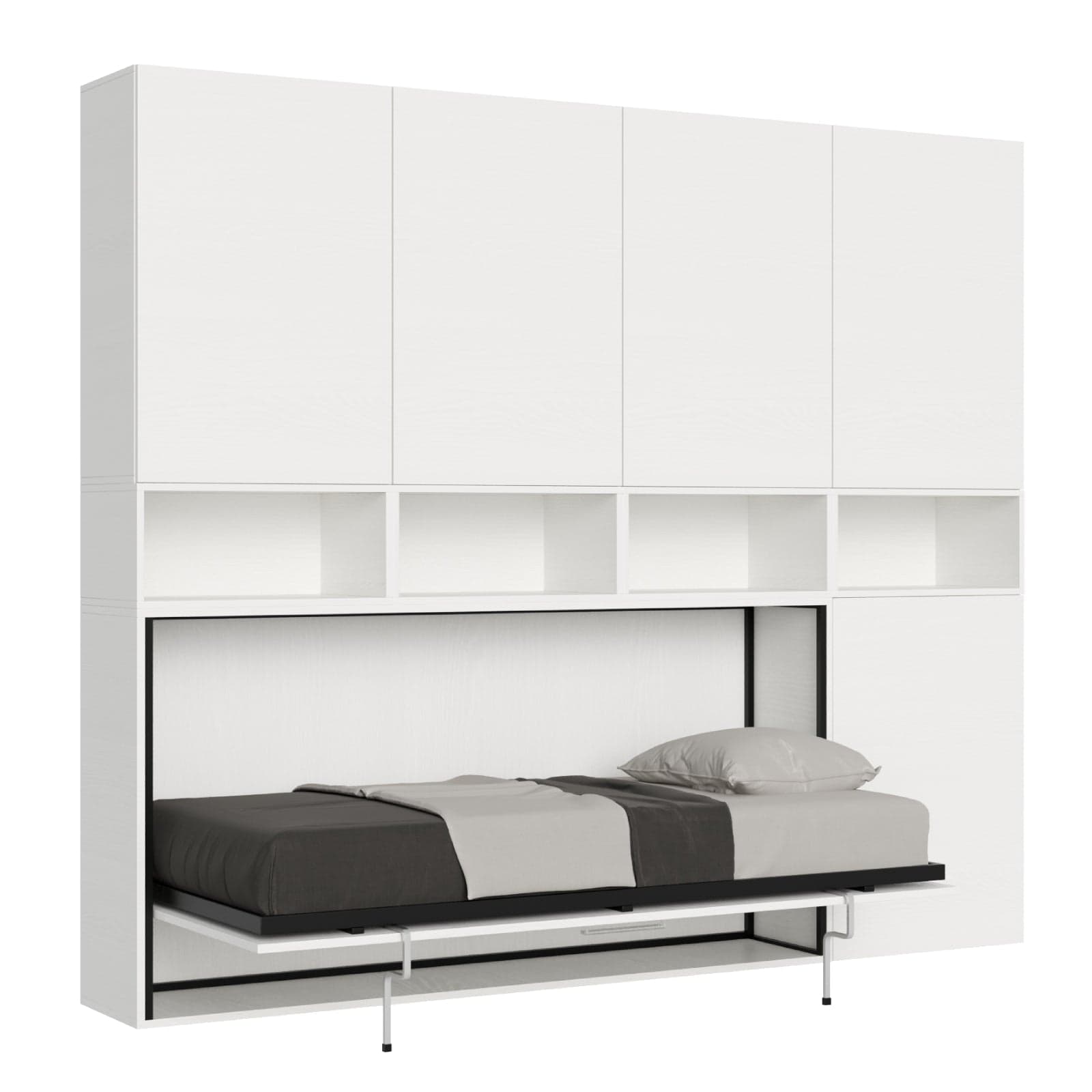 Letto "Venezia" singolo a scomparsa con scompartimenti, in legno, con apertura orizzontale, per camera da letto - 23