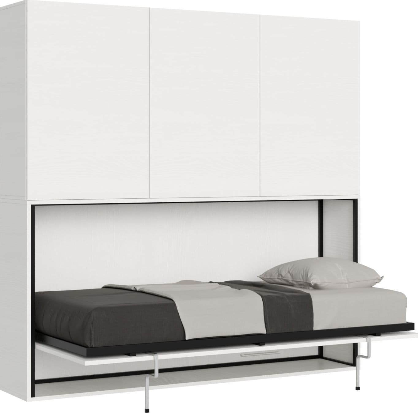 Letto "Venezia" singolo a scomparsa con scompartimenti, in legno, con apertura orizzontale, per camera da letto in Materassi Decor Space - Altamura, commercioVirtuoso.it