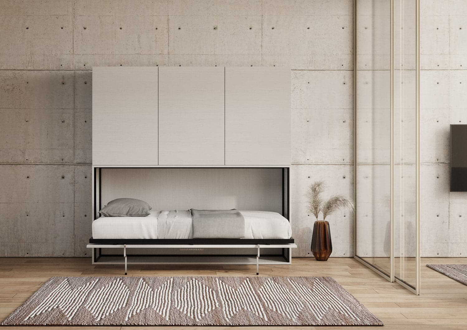 Letto "Venezia" singolo a scomparsa con scompartimenti, in legno, con apertura orizzontale, per camera da letto in Materassi Decor Space - Altamura, commercioVirtuoso.it