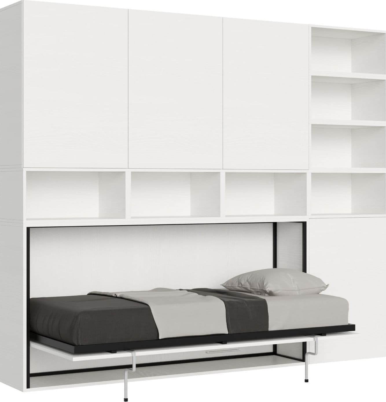 Letto "Venezia" singolo a scomparsa con scompartimenti, in legno, con apertura orizzontale, per camera da letto in Materassi Decor Space - Altamura, commercioVirtuoso.it